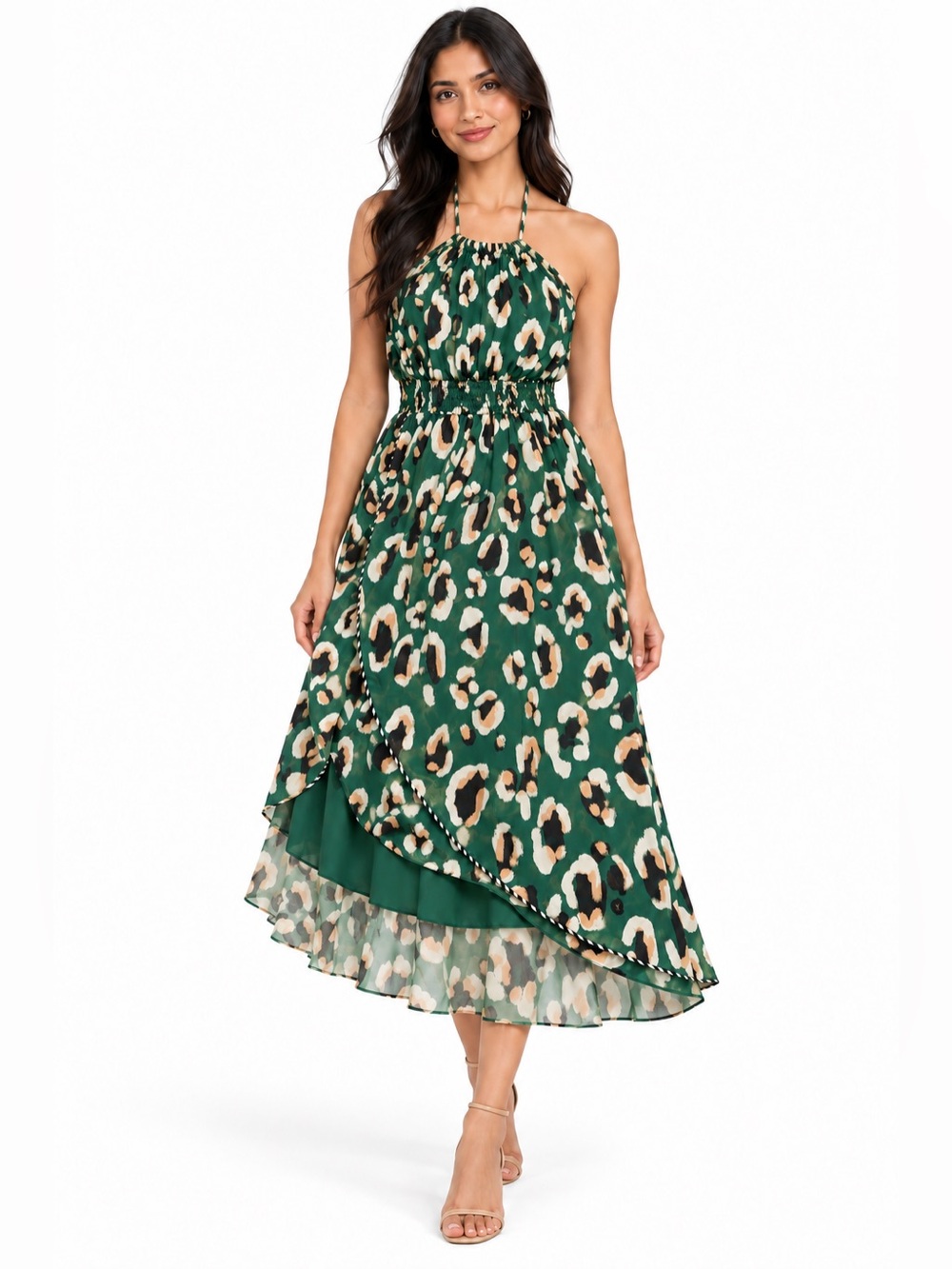 House of Harlow 1960 x Revolve Baye Midi Dress in Green Leopard